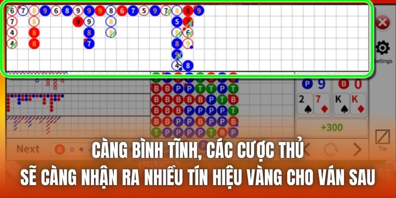 Càng bình tĩnh, các cược thủ sẽ càng nhận ra nhiều tín hiệu vàng cho ván sau